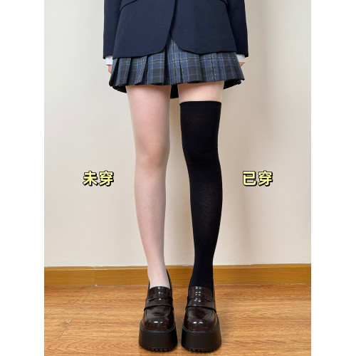 肥熊 壓力襪 日系四季純色壓力黑色顯瘦過膝中筒堆堆襪棉JK小腿襪 肥熊 壓力襪 日系四季純色壓力黑色顯瘦過膝中筒堆堆襪棉JK小腿襪