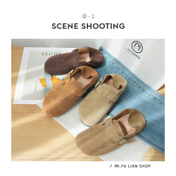 軟底勃肯鞋女2025年新款春季平底豆豆鞋單鞋軟底懶人一腳蹬博肯鞋