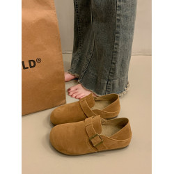 厚底復古全包勃肯鞋女2025春季新款一腳蹬博肯單鞋休閒豆豆樂福鞋