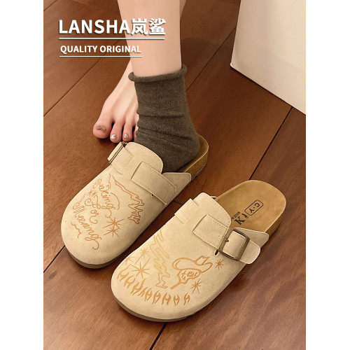 小衆手繪勃肯鞋拖鞋女外穿2025秋季新款百搭平底軟底一腳蹬包頭拖 小衆手繪勃肯鞋拖鞋女外穿2025秋季新款百搭平底軟底一腳蹬包頭拖