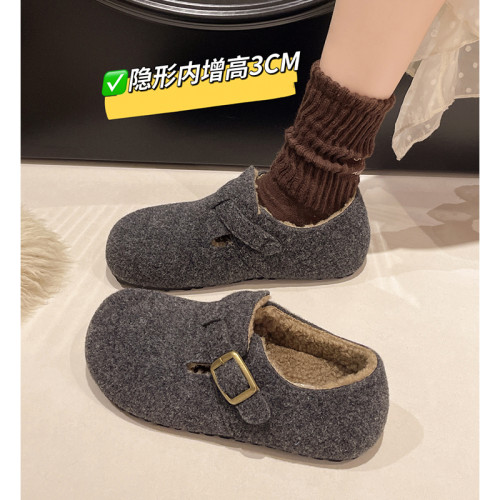 全包灰色勃肯鞋女鞋子2025秋冬新款爆款一腳蹬懶人鞋加絨博肯棉鞋 全包灰色勃肯鞋女鞋子2025秋冬新款爆款一腳蹬懶人鞋加絨博肯棉鞋