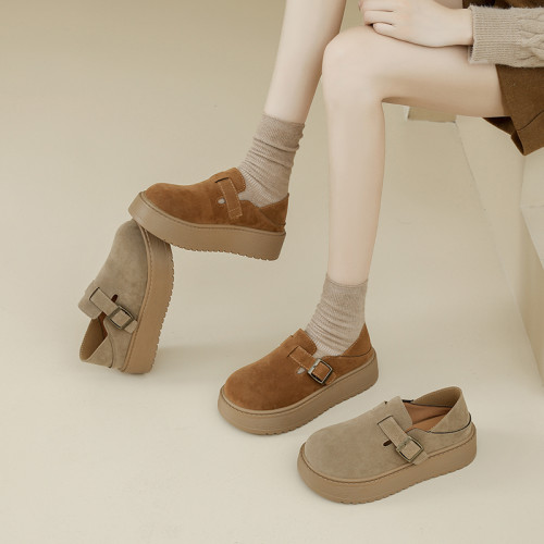 厚底勃肯鞋女秋季2025新款真皮復古全包單鞋一腳蹬軟底休閒嬾人鞋 厚底勃肯鞋女秋季2025新款真皮復古全包單鞋一腳蹬軟底休閒嬾人鞋