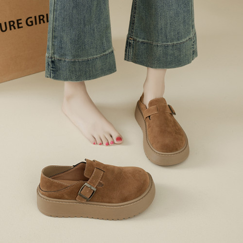 厚底勃肯鞋女秋季2025新款真皮復古全包單鞋一腳蹬軟底休閒嬾人鞋 厚底勃肯鞋女秋季2025新款真皮復古全包單鞋一腳蹬軟底休閒嬾人鞋