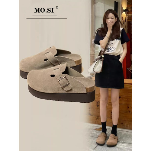 松糕厚底勃肯鞋女增高包頭半拖鞋外穿2025新款春秋一腳蹬博肯拖鞋 松糕厚底勃肯鞋女增高包頭半拖鞋外穿2025新款春秋一腳蹬博肯拖鞋