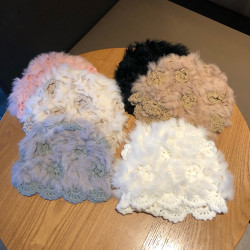 白色仙女毛毛帽手工鉤針兔毛帽子女冬季針織帽網紅毛絨保暖皮草帽