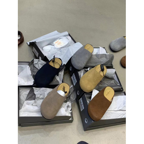 2025早秋新款ins簡約真皮反絨包頭穆勒鞋女休閒復古外穿勃肯半拖 2025早秋新款ins簡約真皮反絨包頭穆勒鞋女休閒復古外穿勃肯半拖