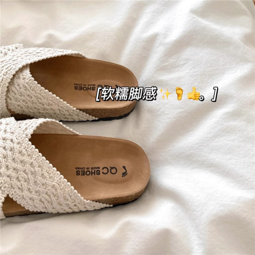 編織慵懶一字勃肯鞋涼拖鞋女2025春夏季透氣溫柔防滑厚底沙灘拖鞋 編織慵懶一字勃肯鞋涼拖鞋女2025春夏季透氣溫柔防滑厚底沙灘拖鞋