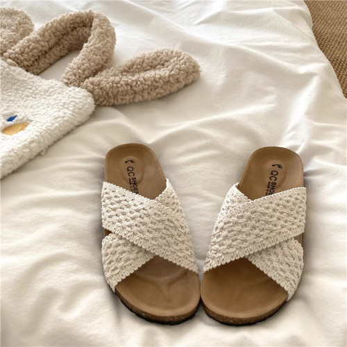 編織慵懶一字勃肯鞋涼拖鞋女2025春夏季透氣溫柔防滑厚底沙灘拖鞋 編織慵懶一字勃肯鞋涼拖鞋女2025春夏季透氣溫柔防滑厚底沙灘拖鞋