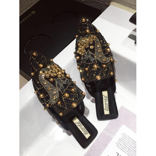 包頭半拖涼鞋女夏季外穿拖鞋2025新款時尚網紅尖頭水鑽網紗穆勒鞋 包頭半拖涼鞋女夏季外穿拖鞋2025新款時尚網紅尖頭水鑽網紗穆勒鞋