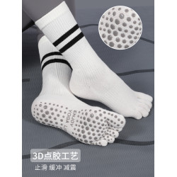 五指瑜珈襪普拉提女式運動襪防滑專業純棉中筒分趾壓力襪健身跑步