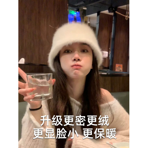兔毛帽子漁夫帽女秋冬遮臉盆帽加大頭圍水桶帽顯臉小毛毛皮草保暖 兔毛帽子漁夫帽女秋冬遮臉盆帽加大頭圍水桶帽顯臉小毛毛皮草保暖
