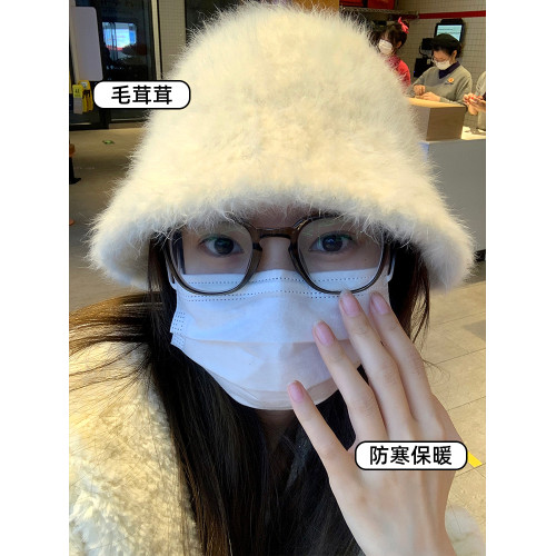 兔毛帽子漁夫帽女秋冬遮臉盆帽加大頭圍水桶帽顯臉小毛毛皮草保暖 兔毛帽子漁夫帽女秋冬遮臉盆帽加大頭圍水桶帽顯臉小毛毛皮草保暖