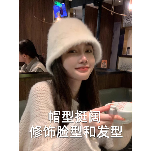 兔毛帽子漁夫帽女秋冬遮臉盆帽加大頭圍水桶帽顯臉小毛毛皮草保暖 兔毛帽子漁夫帽女秋冬遮臉盆帽加大頭圍水桶帽顯臉小毛毛皮草保暖