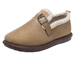 2024秋冬新款時尚毛毛鞋女軟底一腳蹬加絨保暖棉鞋大碼勃肯鞋