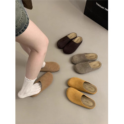 厚底勃肯鞋包頭半拖鞋女外穿2025春秋新款復古穆勒鞋軟底博肯半托