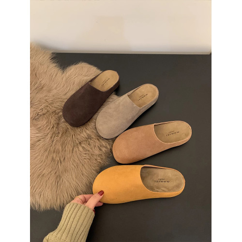 厚底勃肯鞋包頭半拖鞋女外穿2025春秋新款復古穆勒鞋軟底博肯半托