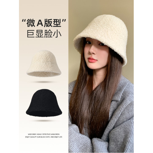 毛絨漁夫帽女秋冬季新款羊羔毛帽子大頭圍保暖護耳盆帽百搭顯臉小 毛絨漁夫帽女秋冬季新款羊羔毛帽子大頭圍保暖護耳盆帽百搭顯臉小