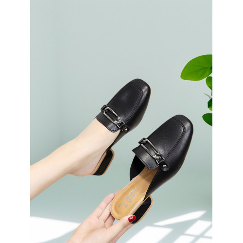 小碼拖鞋女31碼32百搭平底包頭半拖外穿時尚粗跟網紅穆勒鞋懶人鞋