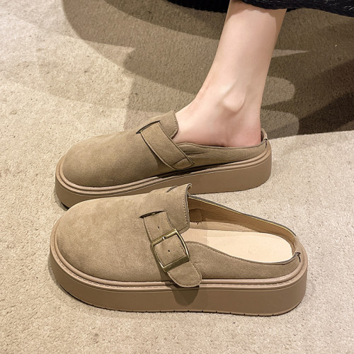 松糕厚底勃肯鞋女2025新款春季一腳蹬穆勒包頭半拖單鞋軟底博肯鞋