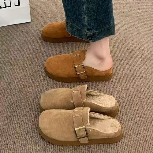 厚底毛毛勃肯鞋女半拖秋冬外穿2025新款爆款一腳蹬懶人鞋加絨棉拖 厚底毛毛勃肯鞋女半拖秋冬外穿2025新款爆款一腳蹬懶人鞋加絨棉拖