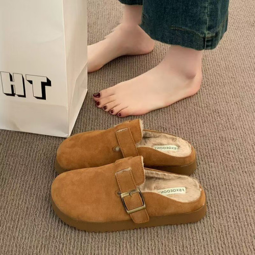 厚底毛毛勃肯鞋女半拖秋冬外穿2025新款爆款一腳蹬懶人鞋加絨棉拖 厚底毛毛勃肯鞋女半拖秋冬外穿2025新款爆款一腳蹬懶人鞋加絨棉拖