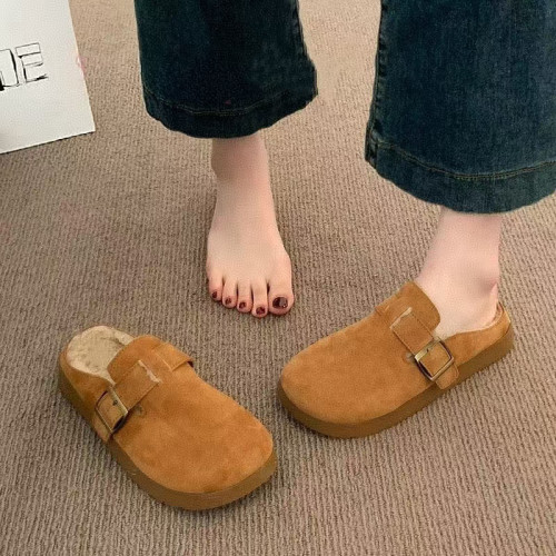 厚底毛毛勃肯鞋女半拖秋冬外穿2025新款爆款一腳蹬懶人鞋加絨棉拖 厚底毛毛勃肯鞋女半拖秋冬外穿2025新款爆款一腳蹬懶人鞋加絨棉拖