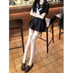 JK白色天鵞絨過膝襪女長筒防滑大腿襪日系高筒壓力襪白絲襪子瘦腿