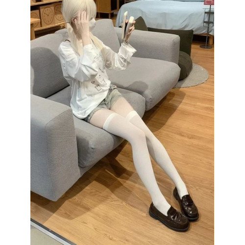 JK白色天鵞絨過膝襪女長筒防滑大腿襪日系高筒壓力襪白絲襪子瘦腿 JK白色天鵞絨過膝襪女長筒防滑大腿襪日系高筒壓力襪白絲襪子瘦腿