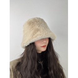 灰色毛毛帽子女生冬季2025新款加厚保暖護耳盆帽顯臉小毛絨漁夫帽