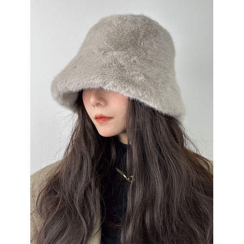 灰色毛毛帽子女生冬季2025新款加厚保暖護耳盆帽顯臉小毛絨漁夫帽 灰色毛毛帽子女生冬季2025新款加厚保暖護耳盆帽顯臉小毛絨漁夫帽