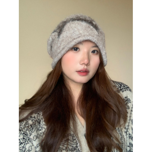 秋冬季提花蝴蝶結拉毛帽女保暖護耳套頭冷帽潮韓版時尚新款針織帽 秋冬季提花蝴蝶結拉毛帽女保暖護耳套頭冷帽潮韓版時尚新款針織帽