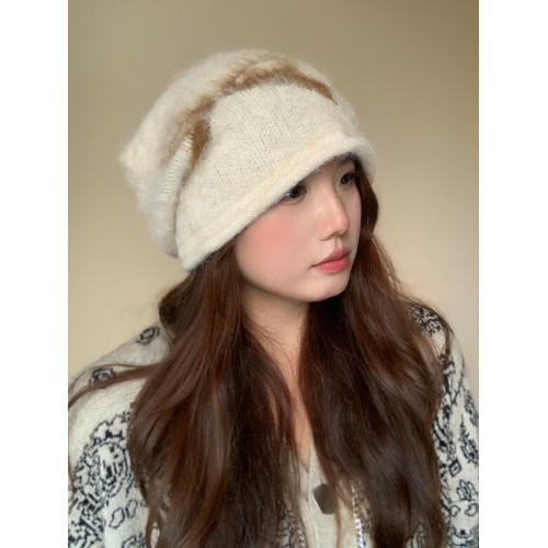 秋冬季提花蝴蝶結拉毛帽女保暖護耳套頭冷帽潮韓版時尚新款針織帽 秋冬季提花蝴蝶結拉毛帽女保暖護耳套頭冷帽潮韓版時尚新款針織帽