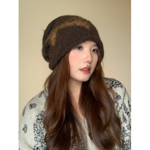 秋冬季提花蝴蝶結拉毛帽女保暖護耳套頭冷帽潮韓版時尚新款針織帽 秋冬季提花蝴蝶結拉毛帽女保暖護耳套頭冷帽潮韓版時尚新款針織帽