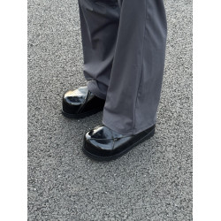 kcm潮鞋牛皮版一腳蹬男女同款包頭勃肯鞋女夏季外穿時尚半拖鞋女