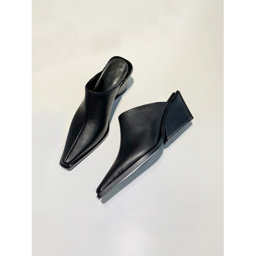 歐美包頭半拖鞋女高定小方頭坡跟高跟涼拖時尚外穿粗跟懶人穆勒鞋 歐美包頭半拖鞋女高定小方頭坡跟高跟涼拖時尚外穿粗跟懶人穆勒鞋