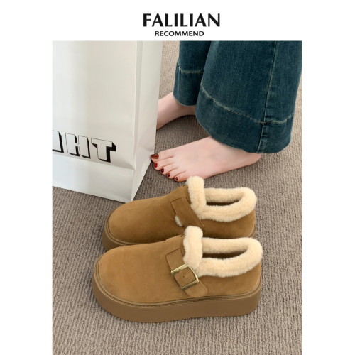 厚底加絨豆豆勃肯鞋女2025新款秋冬季外穿毛毛鞋子保暖棉鞋雪地靴 厚底加絨豆豆勃肯鞋女2025新款秋冬季外穿毛毛鞋子保暖棉鞋雪地靴