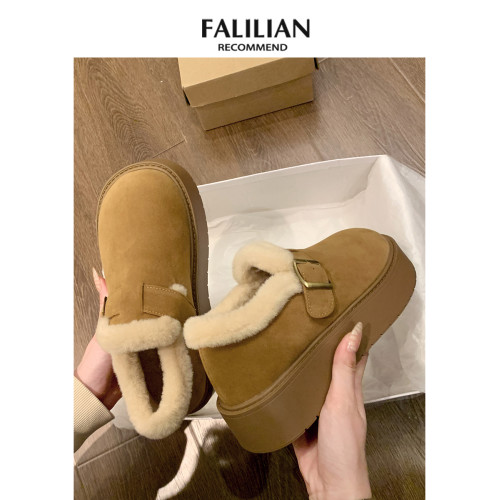 厚底加絨豆豆勃肯鞋女2025新款秋冬季外穿毛毛鞋子保暖棉鞋雪地靴 厚底加絨豆豆勃肯鞋女2025新款秋冬季外穿毛毛鞋子保暖棉鞋雪地靴