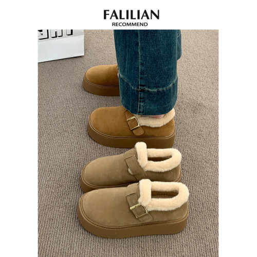 厚底加絨豆豆勃肯鞋女2025新款秋冬季外穿毛毛鞋子保暖棉鞋雪地靴 厚底加絨豆豆勃肯鞋女2025新款秋冬季外穿毛毛鞋子保暖棉鞋雪地靴