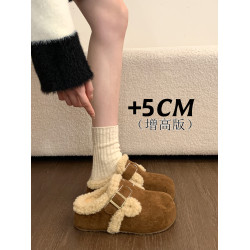 內增高勃肯鞋女2025新款秋冬季棉鞋子加絨加厚毛絨包頭半拖鞋外穿