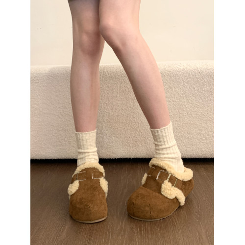 內增高勃肯鞋女2025新款秋冬季棉鞋子加絨加厚毛絨包頭半拖鞋外穿 內增高勃肯鞋女2025新款秋冬季棉鞋子加絨加厚毛絨包頭半拖鞋外穿