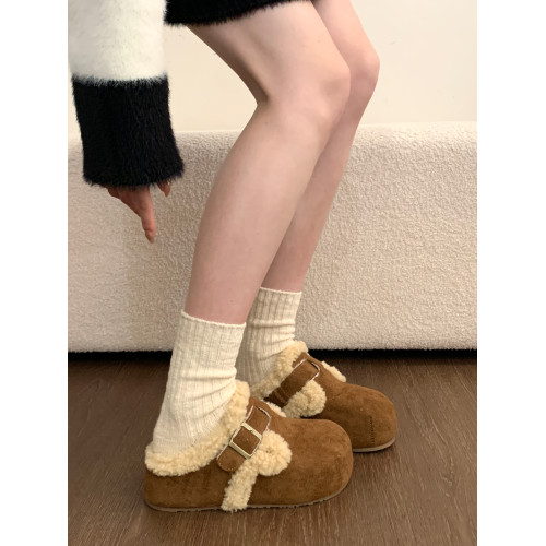 內增高勃肯鞋女2025新款秋冬季棉鞋子加絨加厚毛絨包頭半拖鞋外穿 內增高勃肯鞋女2025新款秋冬季棉鞋子加絨加厚毛絨包頭半拖鞋外穿