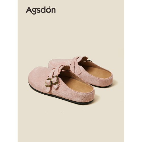 奧古獅登厚底勃肯鞋女外穿2025新款秋季粉色一腳蹬軟底包頭半拖鞋 奧古獅登厚底勃肯鞋女外穿2025新款秋季粉色一腳蹬軟底包頭半拖鞋