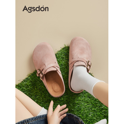 奧古獅登厚底勃肯鞋女外穿2025新款秋季粉色一腳蹬軟底包頭半拖鞋 奧古獅登厚底勃肯鞋女外穿2025新款秋季粉色一腳蹬軟底包頭半拖鞋