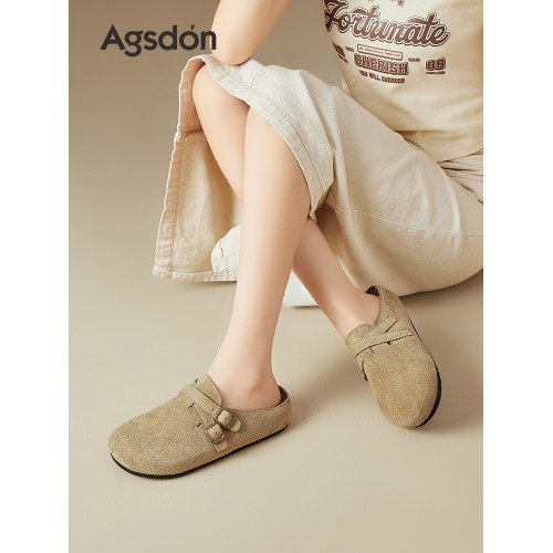 奧古獅登厚底勃肯鞋女外穿2025新款秋季粉色一腳蹬軟底包頭半拖鞋 奧古獅登厚底勃肯鞋女外穿2025新款秋季粉色一腳蹬軟底包頭半拖鞋