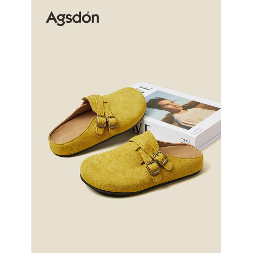 奧古獅登厚底勃肯鞋女外穿2025新款秋季粉色一腳蹬軟底包頭半拖鞋 奧古獅登厚底勃肯鞋女外穿2025新款秋季粉色一腳蹬軟底包頭半拖鞋