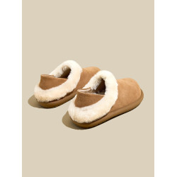 厚底兩穿勃肯鞋女2025冬季新款加絨雪地靴毛毛拖鞋軟底保暖棉鞋子