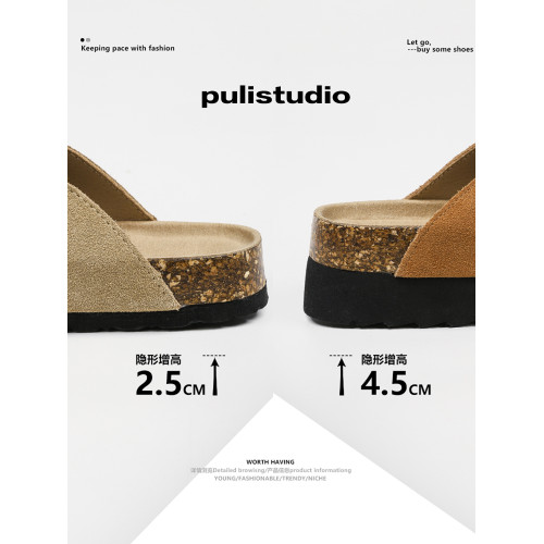 真皮軟木底勃肯鞋女春秋男女同款大碼拖鞋外穿黑色包頭半拖男款 真皮軟木底勃肯鞋女春秋男女同款大碼拖鞋外穿黑色包頭半拖男款