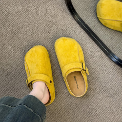 厚底勃肯包頭半拖鞋女秋季2025新款配裙子孕婦一腳蹬外穿穆勒單鞋