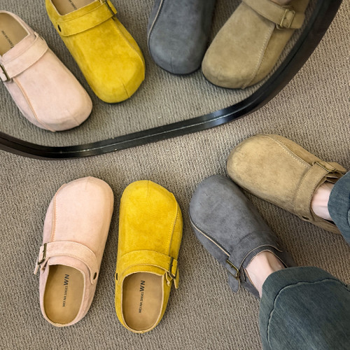 厚底勃肯包頭半拖鞋女秋季2025新款配裙子孕婦一腳蹬外穿穆勒單鞋 厚底勃肯包頭半拖鞋女秋季2025新款配裙子孕婦一腳蹬外穿穆勒單鞋