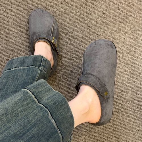 厚底勃肯包頭半拖鞋女秋季2025新款配裙子孕婦一腳蹬外穿穆勒單鞋 厚底勃肯包頭半拖鞋女秋季2025新款配裙子孕婦一腳蹬外穿穆勒單鞋